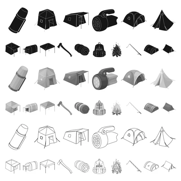 Различные виды палаток иконы мультфильмов в коллекции наборов для дизайна. Временное укрытие и векторные символы жилья на веб-иллюстрации . — стоковый вектор