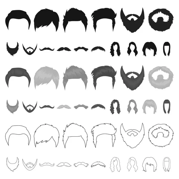 Mustache and beard, hairstyles cartoon icons in set collection for design. Stylish haircut vector symbol stock web illustration. — Stock Vector