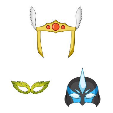 Kahraman ve maske simgesinin yalıtılmış nesne. Web için kahraman ve süper kahraman hisse senedi simgesi kümesi.