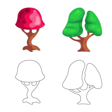 Ağaç ve doğa logo vektör tasarımı. Hisse senedi için ağaç ve taç vektör simge kümesi.