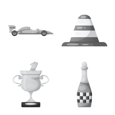 Araba ve ralli logo vektör tasarımı. Araba ve yarış hisse senedi vektör çizim seti.