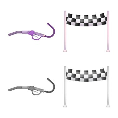 Araba ve ralli simge vektör tasarımı. Hisse senedi için araba ve yarış vektör simge kümesi.