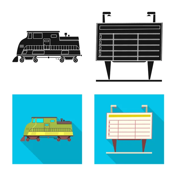 Projeto vetorial do ícone do trem e da estação. Coleção de trem e bilhete vetor ícone para estoque . — Vetor de Stock