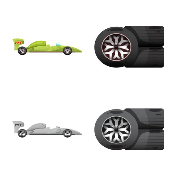 Vektor-Illustration von Auto und Rallye-Ikone. Sammlung von Auto- und Rennaktiensymbolen für das Web. — Stockvektor
