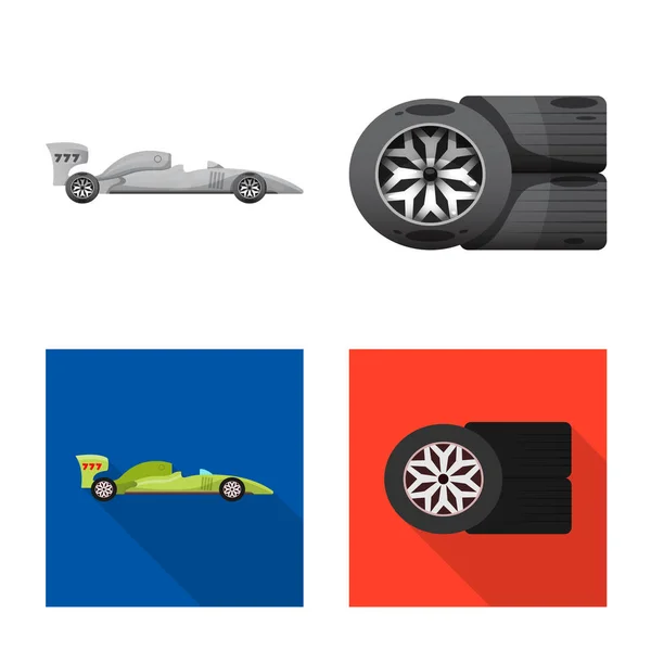 Διάνυσμα σχεδιασμός του αυτοκινήτου και το Ράλλυ σύμβολο. Συλλογή από το αυτοκίνητο και τη φυλή εικονίδιο του φορέα σε απόθεμα. — Διανυσματικό Αρχείο