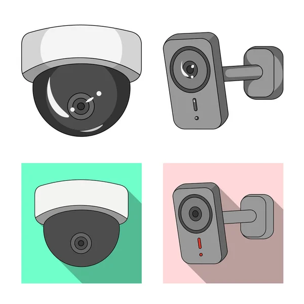 Geïsoleerde object van cctv en camera symbool. Aantal cctv en systeem aandelensymbool voor web. — Stockvector