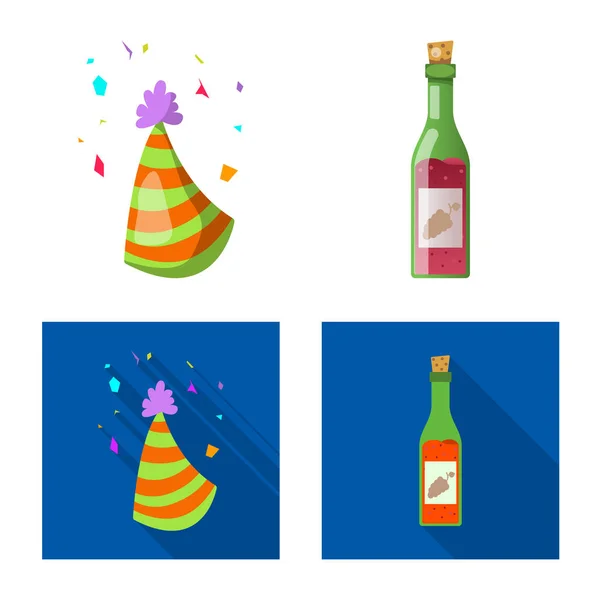 Vector illustration of party and birthday icon. Collection of party and celebration vector icon for stock.
