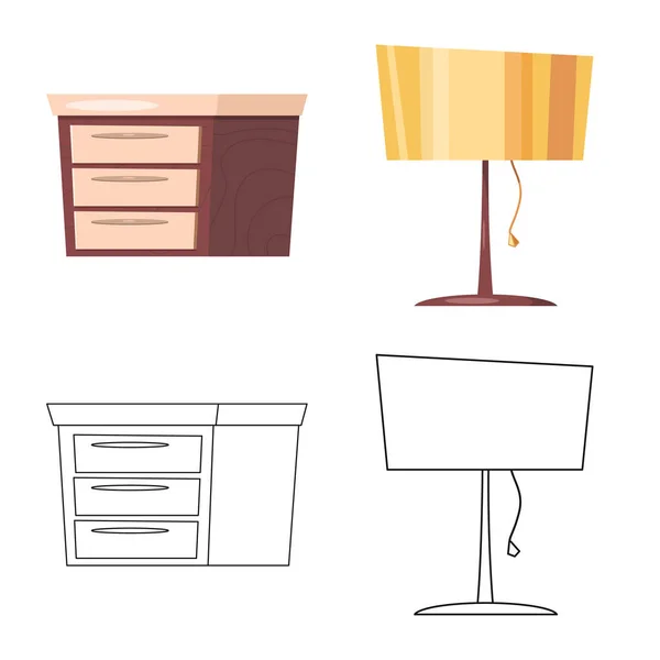 Vektordesign av møbler og boligikon. Sett med illustrasjon av møbler og boligmasse . – stockvektor