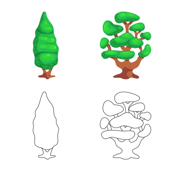 Vektorillustration av träd och naturen logotyp. Uppsättning av träd och krona vektor ikonen för lager. — Stock vektor