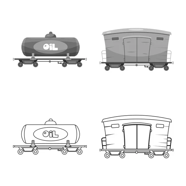 Векторный дизайн символа поезда и станции. Коллекция векторной иллюстрации железнодорожного транспорта и билетов . — стоковый вектор
