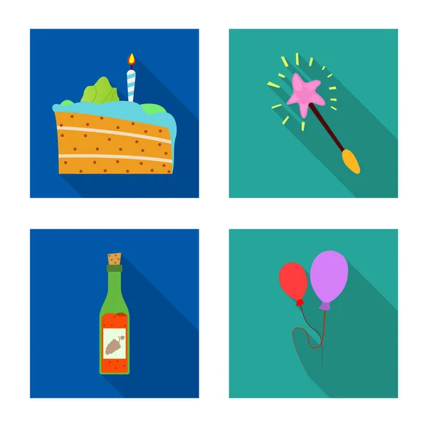 Ilustração vetorial de festa e logotipo de aniversário. Coleção de festa e símbolo de estoque de celebração de web . — Vetor de Stock