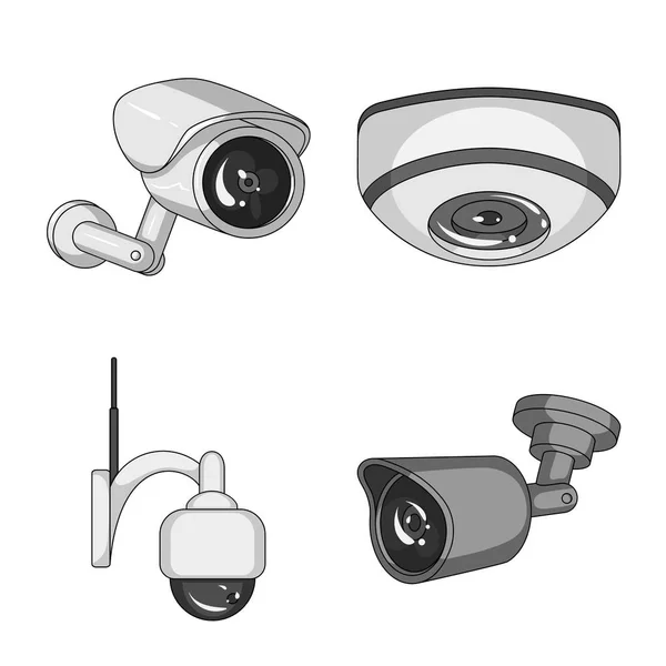 Illustration vectorielle de cctv et signe de caméra. Collection d'illustration vectorielle de stock cctv et système . — Image vectorielle