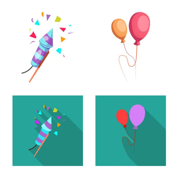 Juhlien ja syntymäpäivän symbolin eristetty kohde. Joukko puolueen ja juhla varastossa vektori kuva . — vektorikuva