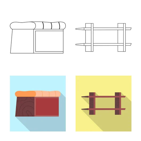 Isolerade objekt av möbler och lägenhet logotyp. Samling av möbler och hem aktiesymbol för webben. — Stock vektor