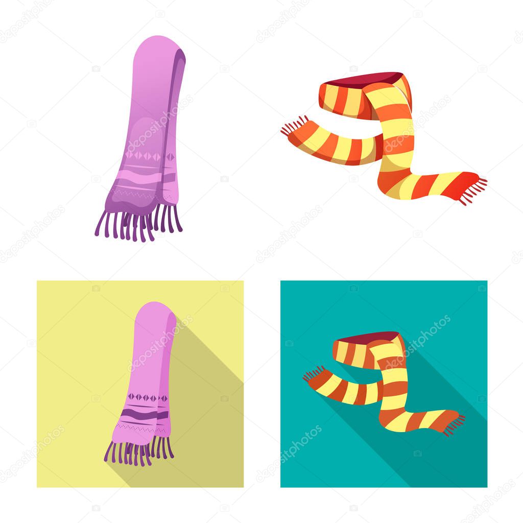 Vector design of scarf and shawl symbol. Set of scarf and accessory vector icon for stock.