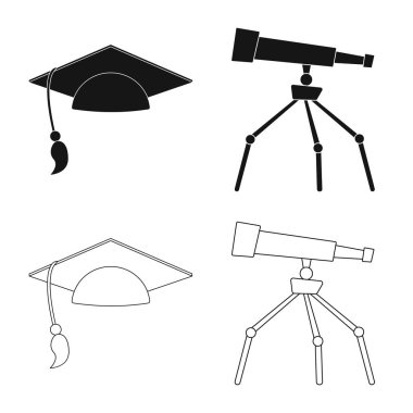 Eğitim ve öğrenme simgesi izole nesne. Eğitim ve okul vektör simgesini hissenin koleksiyonu.