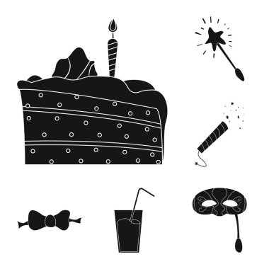 Parti ve Doğum günü simge vektör tasarımı. Parti ve kutlama hisse senedi vektör çizim seti.