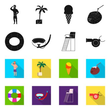 Yalıtılmış nesne havuzu ve logo yüzme. Web için havuz ve etkinlik hisse senedi simgesi kümesi.