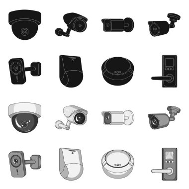 Cctv ve kamera işareti vektör tasarımı. Cctv ve sistem stok vektör çizim topluluğu.
