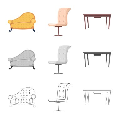 Mobilya ve daire işareti vektör tasarımı. Mobilya ve ev hisse senedi simgesi için web topluluğu.