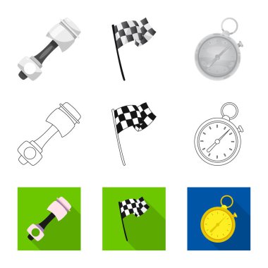 Araba ve ralli simgesi yalıtılmış nesne. Araba ve yarış hisse senedi vektör çizim topluluğu.