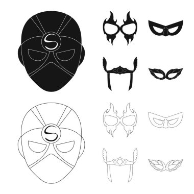 Kahraman ve maske logo vektör Illustration. Kahraman ve süper kahraman hisse senedi vektör çizim seti.