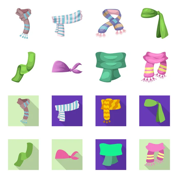 Illustrazione vettoriale dell'icona sciarpa e scialle. Collezione di sciarpa e icona vettoriale accessoria per magazzino . — Vettoriale Stock