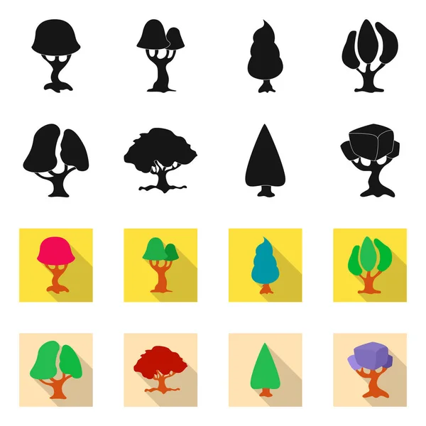 Objeto aislado de árbol y símbolo de la naturaleza. Colección de árbol y corona icono vectorial para stock . — Archivo Imágenes Vectoriales