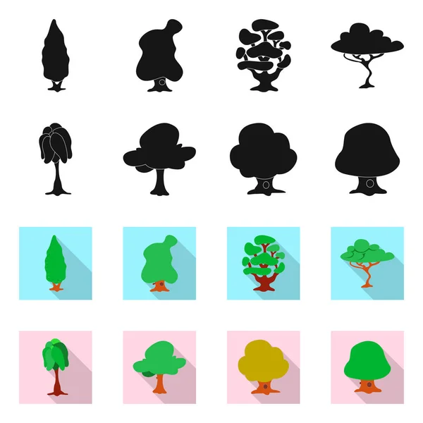 Design vectorial de copac și logo-ul naturii. Colecție de copac și coroană simbol stoc pentru web . — Vector de stoc
