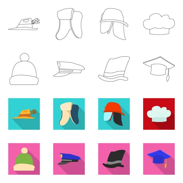 Objeto aislado de la cabeza y el símbolo de la tapa. Conjunto de sombreros y accesorios stock vector ilustración . — Vector de stock