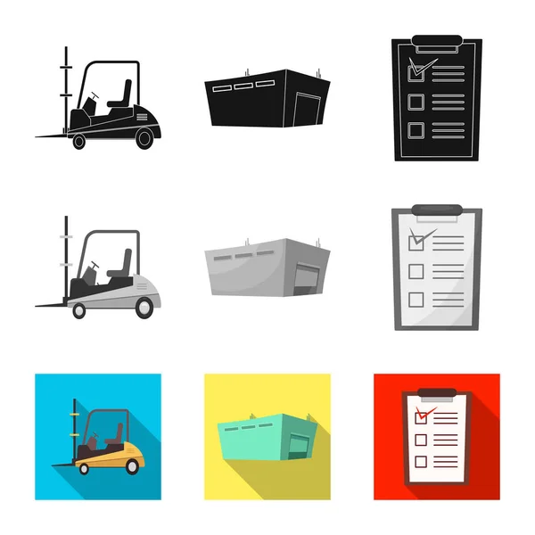 Vektor-Illustration von Waren und Frachtzeichen. Sammlung von Waren und Lagerbestand Symbol für Web. — Stockvektor