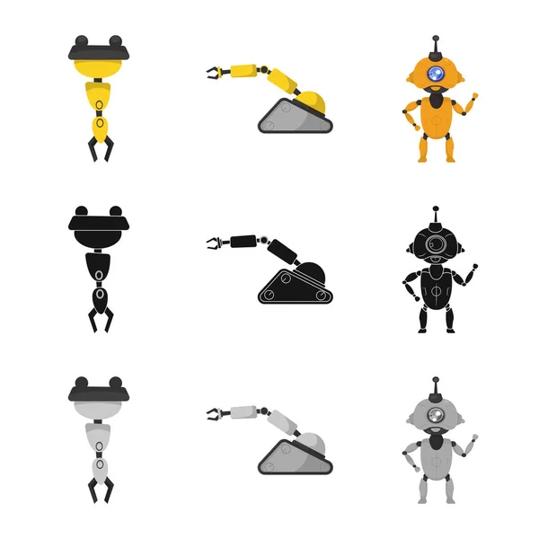 Vektor-Design von Roboter und Fabrik-Ikone. Set von Roboter- und Space Stock Vector Illustration. — Stockvektor