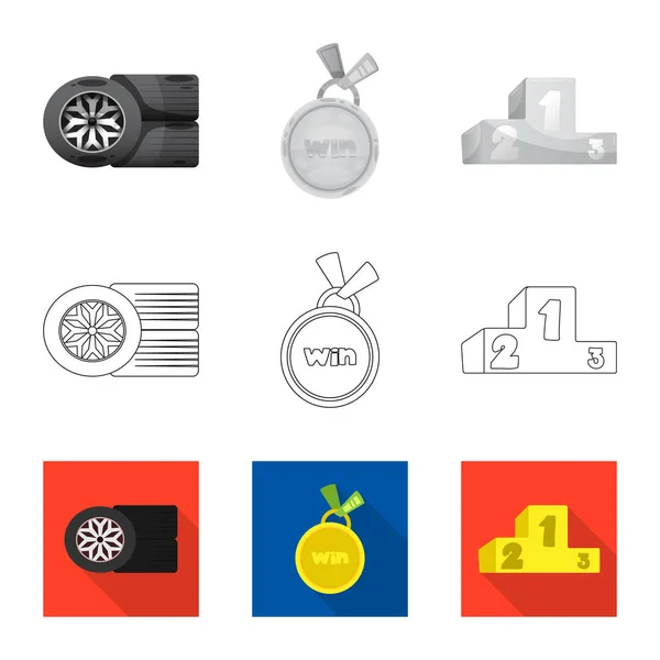 Векторный дизайн автомобиля и символ ралли. Коллекция автомобильных и гоночных векторных иллюстраций . — стоковый вектор