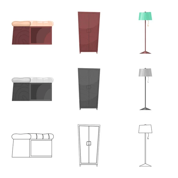 Isolierte Möbelstück und Wohnung Symbol. Set von Möbeln und Home Vektor Icon für Lager. — Stockvektor