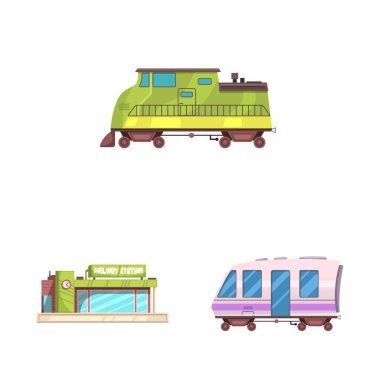 Tren ve İstasyonu simge vektör Illustration. Tren ve bilet hisse senedi simgesi için web topluluğu.