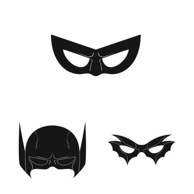 Bir kahraman ve maske işaret tasarım vektör. Kahraman kümesi ve hisse senedi için süper kahraman vektör simgesi.