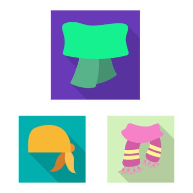 Eşarp ve şal sembolü yalıtılmış nesne. Web için hisse senedi sembolü eşarp ve aksesuar koleksiyonu.