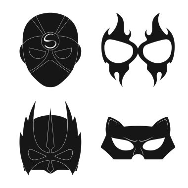 Kahraman ve maske logo vektör Illustration. Kahraman ve süper kahraman hisse senedi vektör çizim seti.