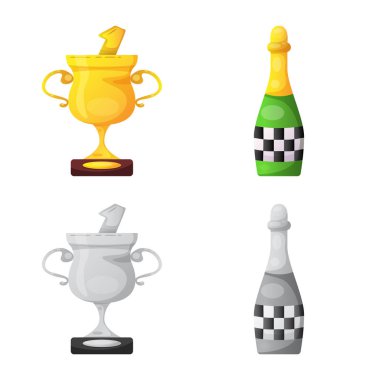 Araba ve ralli logosu yalıtılmış nesne. Araba ve yarış hisse senedi vektör çizim topluluğu.