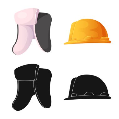 Şapkalar ve kap logo vektör Illustration. Web için hisse senedi sembolü şapkalar ve aksesuar koleksiyonu.