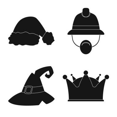 Şapkalar ve kap logosu yalıtılmış nesne. Şapkalar ve aksesuar hisse senedi vektör çizim.