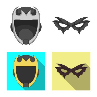 Kahraman ve maske logo vektör Illustration. Kahraman ve süper kahraman hisse senedi vektör çizim seti.