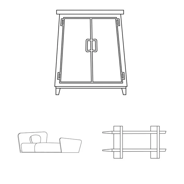 家具とアパートのロゴの孤立したオブジェクト。家具や株式のホームのベクター アイコン セット. — ストックベクタ