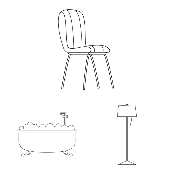 Objeto aislado de muebles y letrero de apartamento. Conjunto de muebles y el hogar vector de la ilustración . — Vector de stock