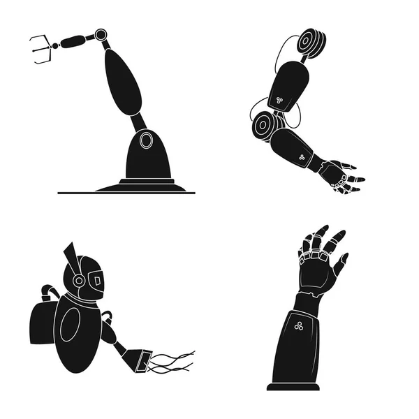 Απομονωμένο αντικείμενο του ρομπότ και εργοστάσιο λογότυπο. Συλλογή των ρομπότ και χώρο εικονογράφηση διάνυσμα απόθεμα. — Διανυσματικό Αρχείο