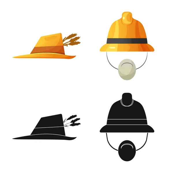 Изолированный объект головного убора и логотип шапки. Коллекция головных уборов и векторных иллюстраций аксессуаров . — стоковый вектор