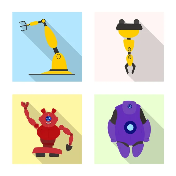 Vektor-Illustration von Roboter und Fabrik-Symbol. Sammlung von Roboter- und Raumfahrtvektorillustrationen. — Stockvektor