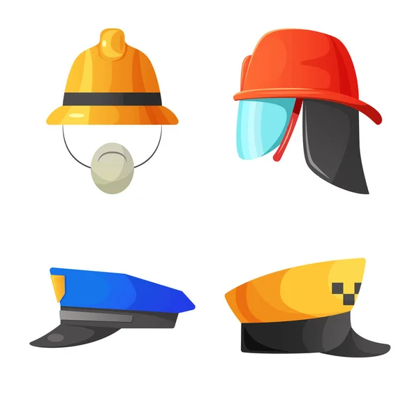 Objeto aislado de la cabeza y la señal de la tapa. Colección de casco y accesorio símbolo de stock para web . — Vector de stock