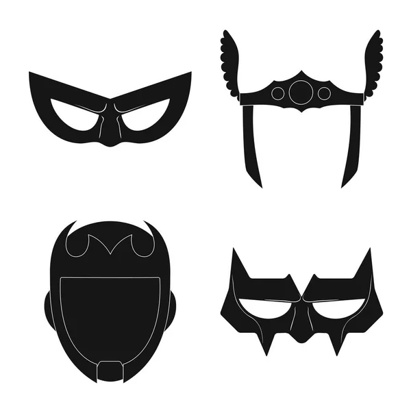 Projeto vetorial de herói e logotipo máscara. Conjunto de herói e super-herói ilustração stock vector . — Vetor de Stock