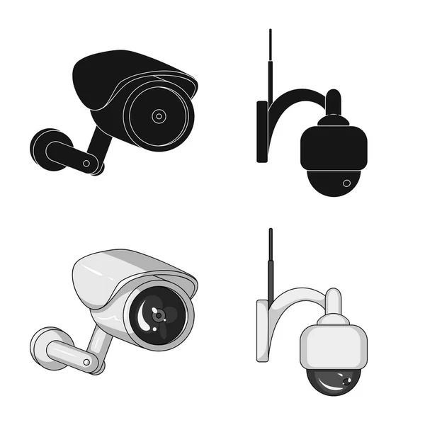 Diseño vectorial de cctv e icono de la cámara. Conjunto de cctv y sistema de ilustración de vector de stock . — Vector de stock